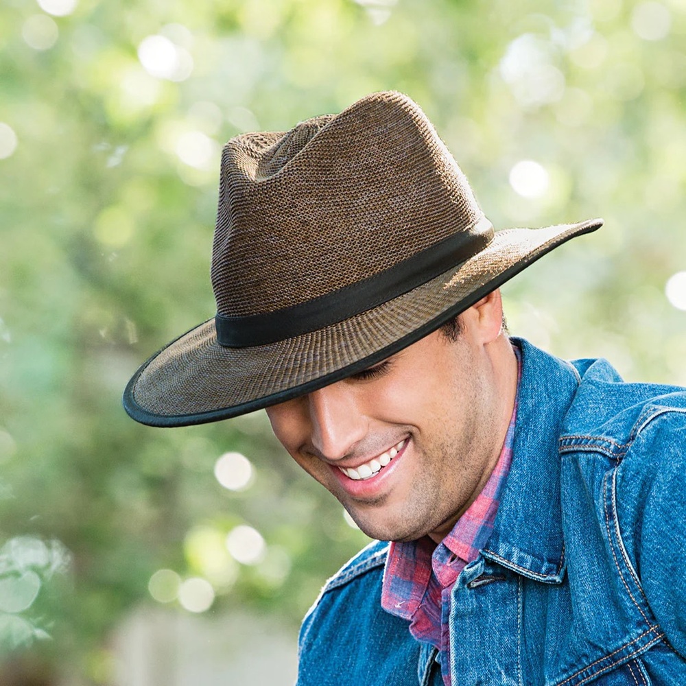 Wallaroo Hat Company Fedora Gabe Safari Sun Hat UPF 50+ | Brown | M/L | GUC